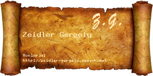 Zeidler Gergely névjegykártya